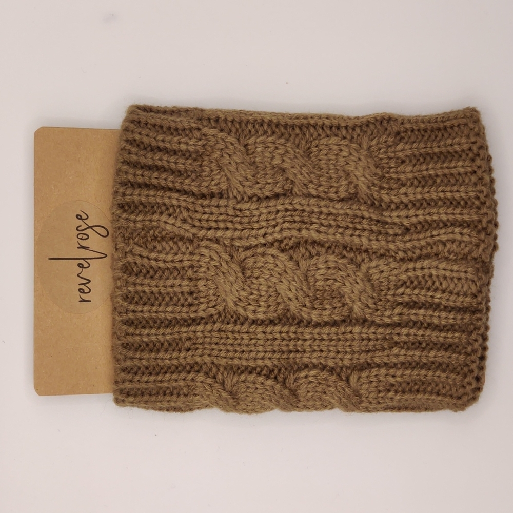 Leg warmer boot cuffs cable knit brown, new in packaging